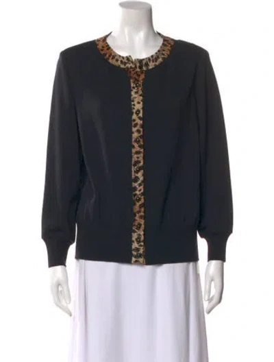 Pre-owned St John Wool Scoop Neck Sweater In Black