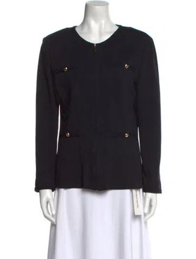 Pre-owned St John Wool Scoop Neck Sweater In Black