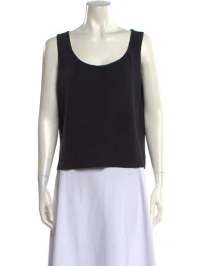 Pre-owned St John Wool Scoop Neck Sweater In Black