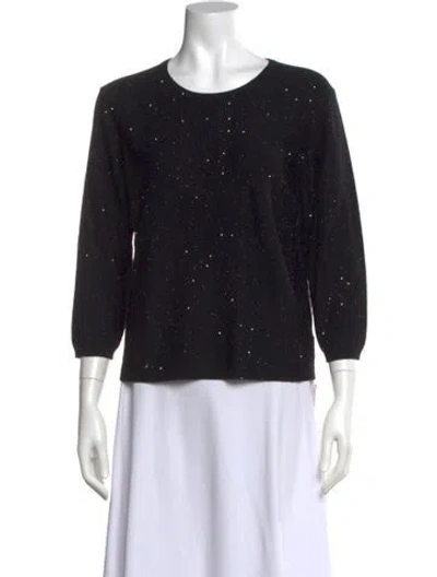 Pre-owned St John Wool Scoop Neck Sweater In Black