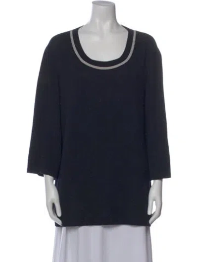 Pre-owned St John Wool Scoop Neck Sweater In Black