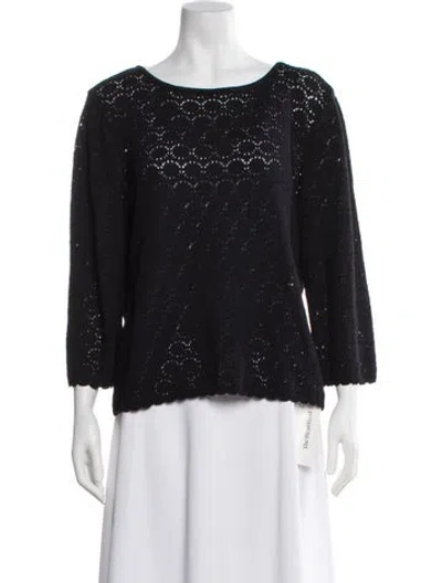 Pre-owned St John Wool Scoop Neck Sweater In Black