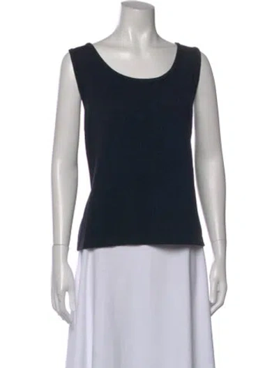 Pre-owned St John Wool Scoop Neck Sweater In Black
