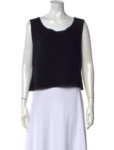 Pre-owned St John Wool Scoop Neck Sweater In Black