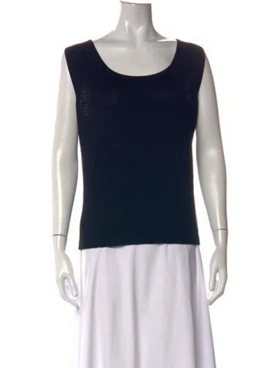 Pre-owned St John Wool Scoop Neck Sweater In Black