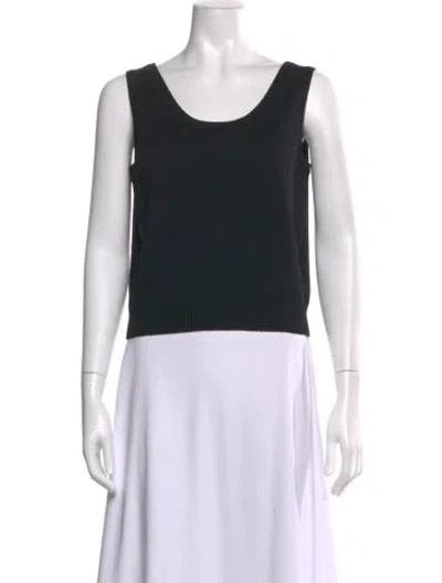 Pre-owned St John Wool Scoop Neck Sweater In Black