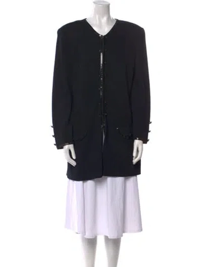 Pre-owned St John Wool Scoop Neck Sweater In Blue