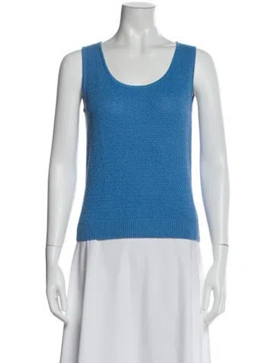 Pre-owned St John Wool Scoop Neck Sweater In Blue