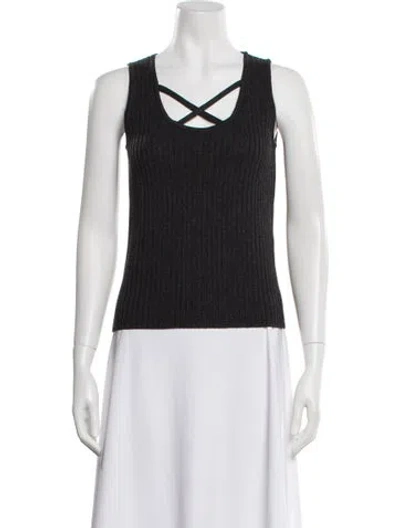 Pre-owned St John Wool Scoop Neck Sweater In Blue