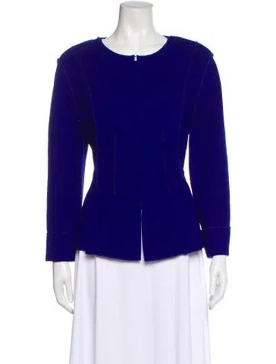 Pre-owned St John Wool Scoop Neck Sweater In Blue