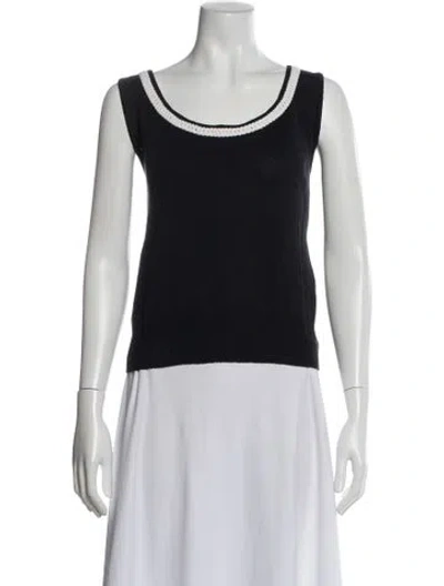 Pre-owned St John Wool Scoop Neck Sweater In Blue