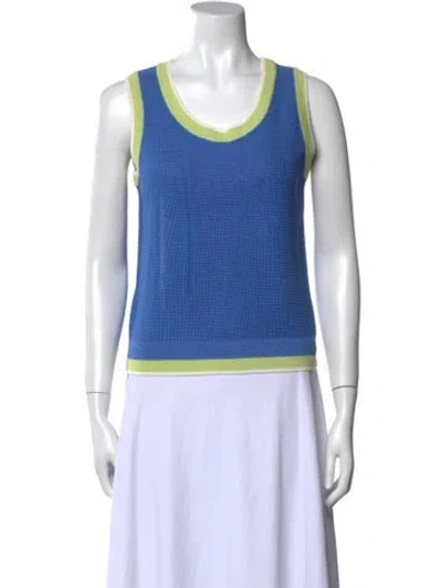 Pre-owned St John Wool Scoop Neck Sweater In Blue