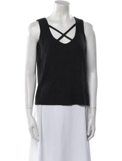 Pre-owned St John Wool Scoop Neck Sweater In Blue