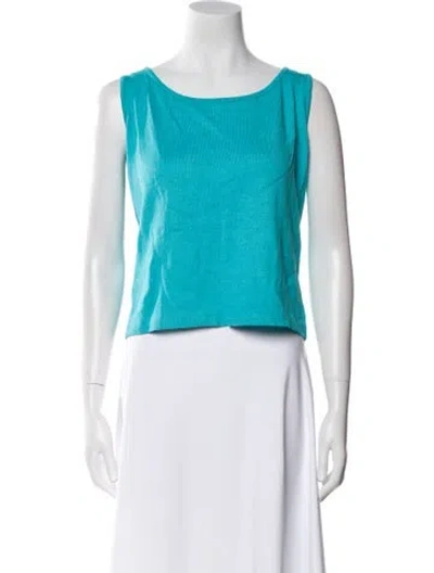 Pre-owned St John Wool Scoop Neck Sweater In Blue