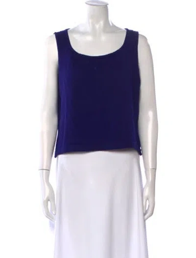 Pre-owned St John Wool Scoop Neck Sweater In Blue