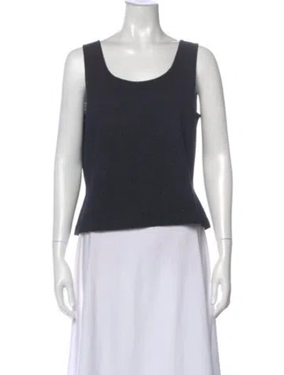 Pre-owned St John Wool Scoop Neck Sweater In Blue