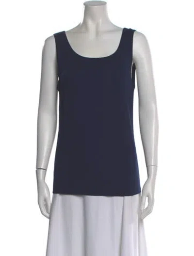 Pre-owned St John Wool Scoop Neck Sweater In Blue