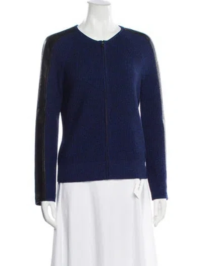 Pre-owned St John Wool Scoop Neck Sweater In Blue