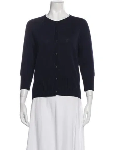 Pre-owned St John Wool Scoop Neck Sweater In Blue