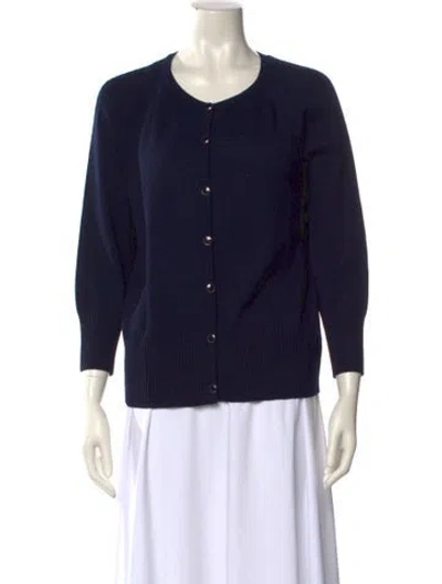 Pre-owned St John Wool Scoop Neck Sweater In Blue