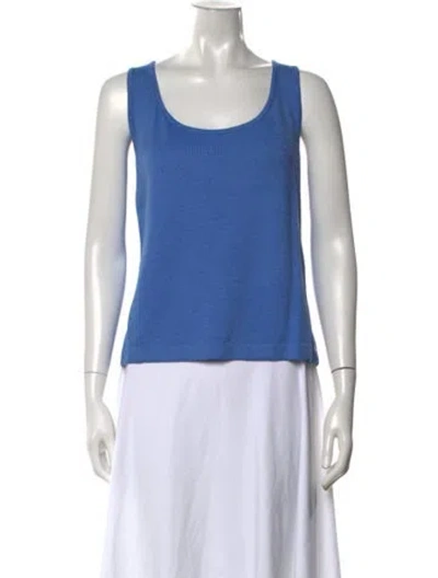 Pre-owned St John Wool Scoop Neck Sweater In Blue