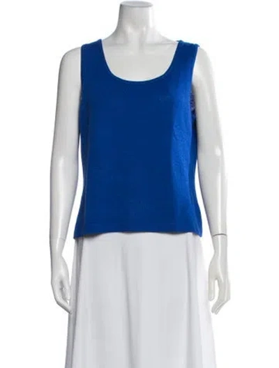 Pre-owned St John Wool Scoop Neck Sweater In Blue