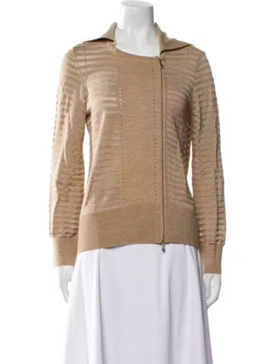 Pre-owned St John Wool Scoop Neck Sweater In Brown