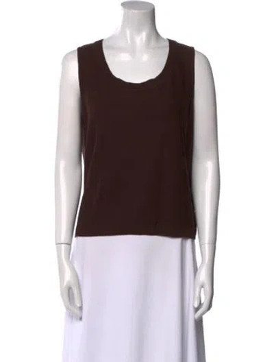 Pre-owned St John Wool Scoop Neck Sweater In Brown