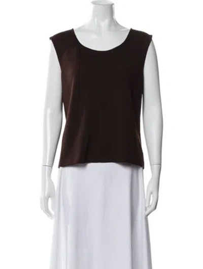 Pre-owned St John Wool Scoop Neck Sweater In Brown