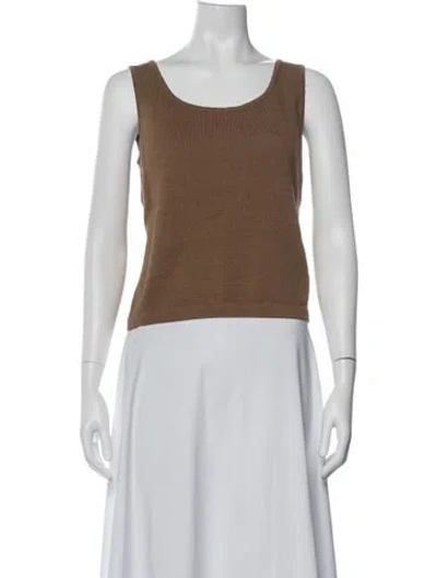 Pre-owned St John Wool Scoop Neck Sweater In Brown