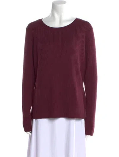 Pre-owned St John Wool Scoop Neck Sweater In Burgundy