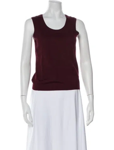 Pre-owned St John Wool Scoop Neck Sweater In Burgundy