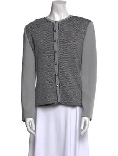 Pre-owned St John Wool Scoop Neck Sweater In Gray
