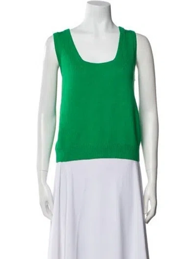 Pre-owned St John Wool Scoop Neck Sweater In Green