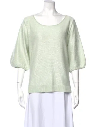 Pre-owned St John Wool Scoop Neck Sweater In Green