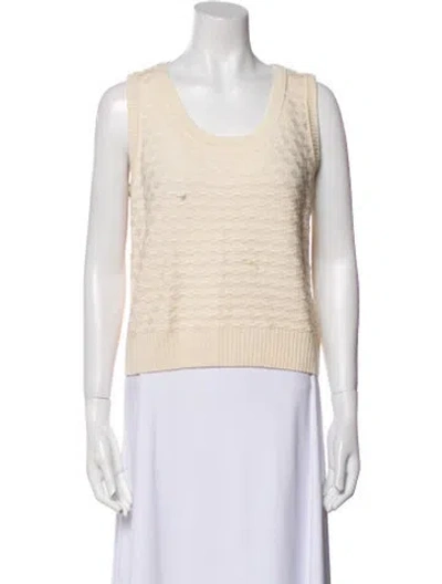Pre-owned St John Wool Scoop Neck Sweater In Neutral