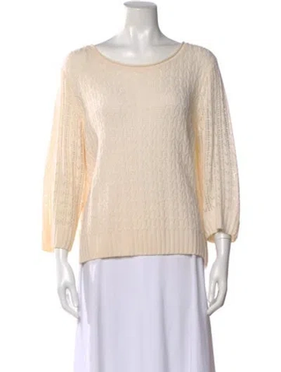 Pre-owned St John Wool Scoop Neck Sweater In Neutral