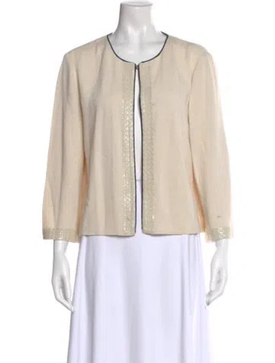 Pre-owned St John Wool Scoop Neck Sweater In Neutral