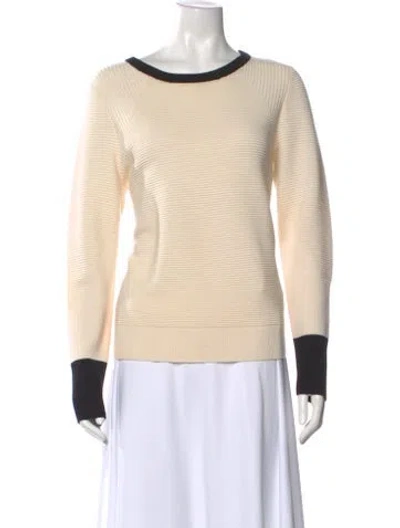 Pre-owned St John Wool Scoop Neck Sweater In Neutral