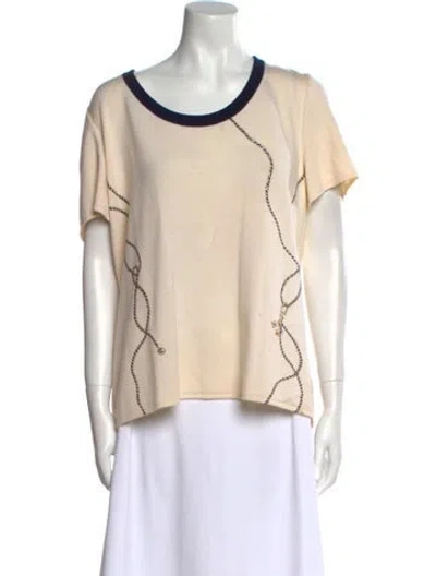 Pre-owned St John Wool Scoop Neck Sweater In Neutral