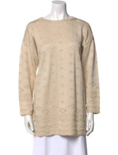 Pre-owned St John Wool Scoop Neck Sweater In Neutral