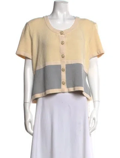 Pre-owned St John Wool Scoop Neck Sweater In Neutral