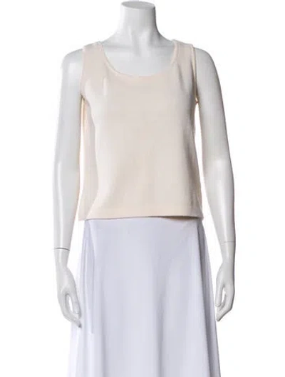 Pre-owned St John Wool Scoop Neck Sweater In Neutral