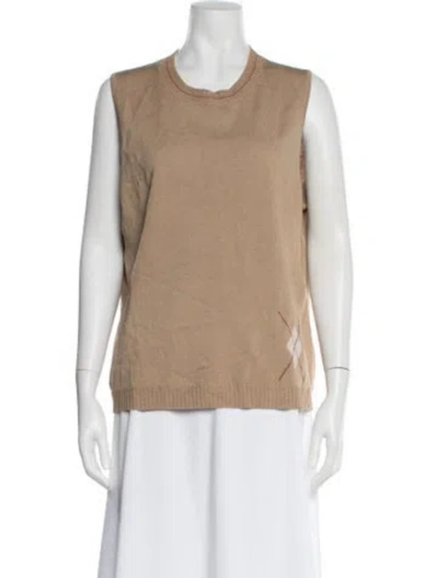 Pre-owned St John Wool Scoop Neck Sweater In Neutral