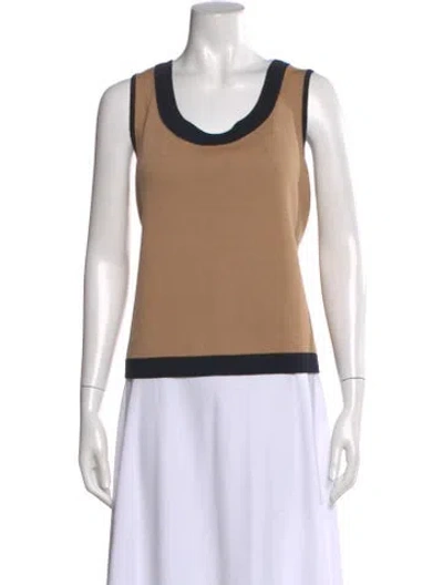 Pre-owned St John Wool Scoop Neck Sweater In Neutral