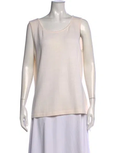 Pre-owned St John Wool Scoop Neck Sweater In Neutral