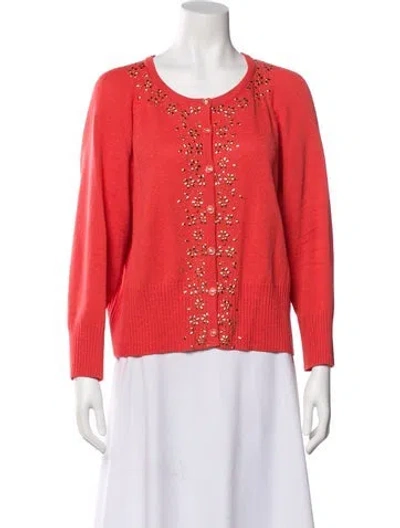 Pre-owned St John Wool Scoop Neck Sweater In Orange