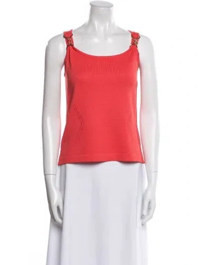 Pre-owned St John Wool Scoop Neck Sweater In Orange