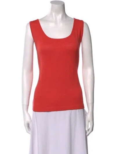 Pre-owned St John Wool Scoop Neck Sweater In Orange