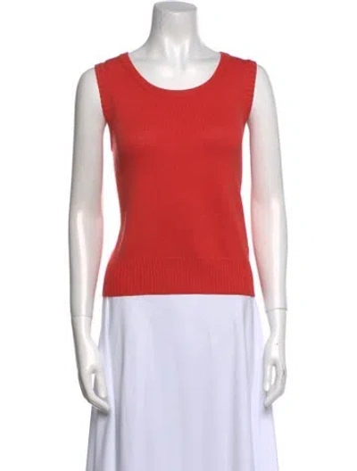 Pre-owned St John Wool Scoop Neck Sweater In Orange